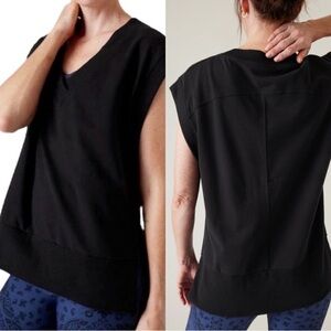 ATHLETA RETROTERRY V-NECK SWEATSHIRT TEE Size Small